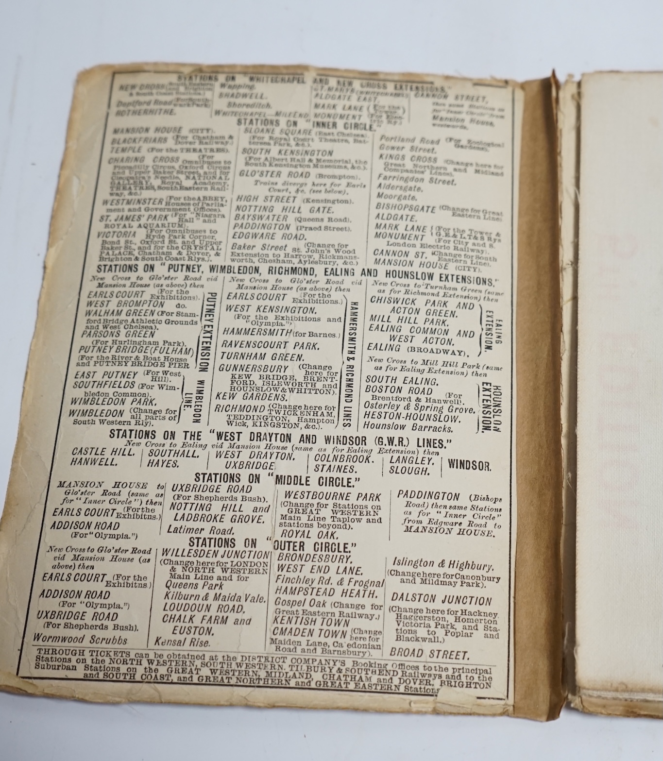 A c.1895 The District Railway Map of London, 5th Edition, folding map on linen with paper covers. Condition - fair.